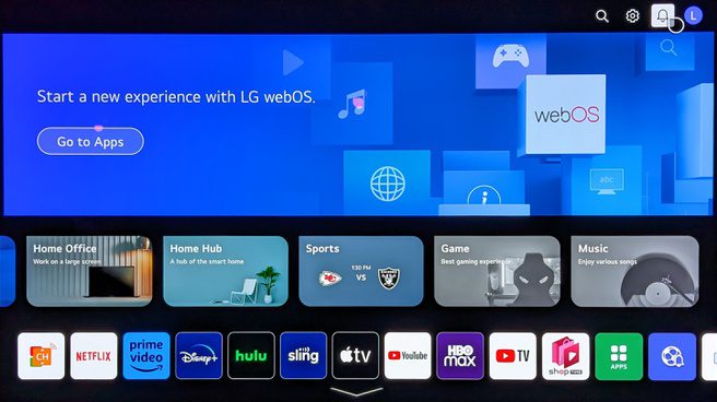 LG webOS23 home screen interface
