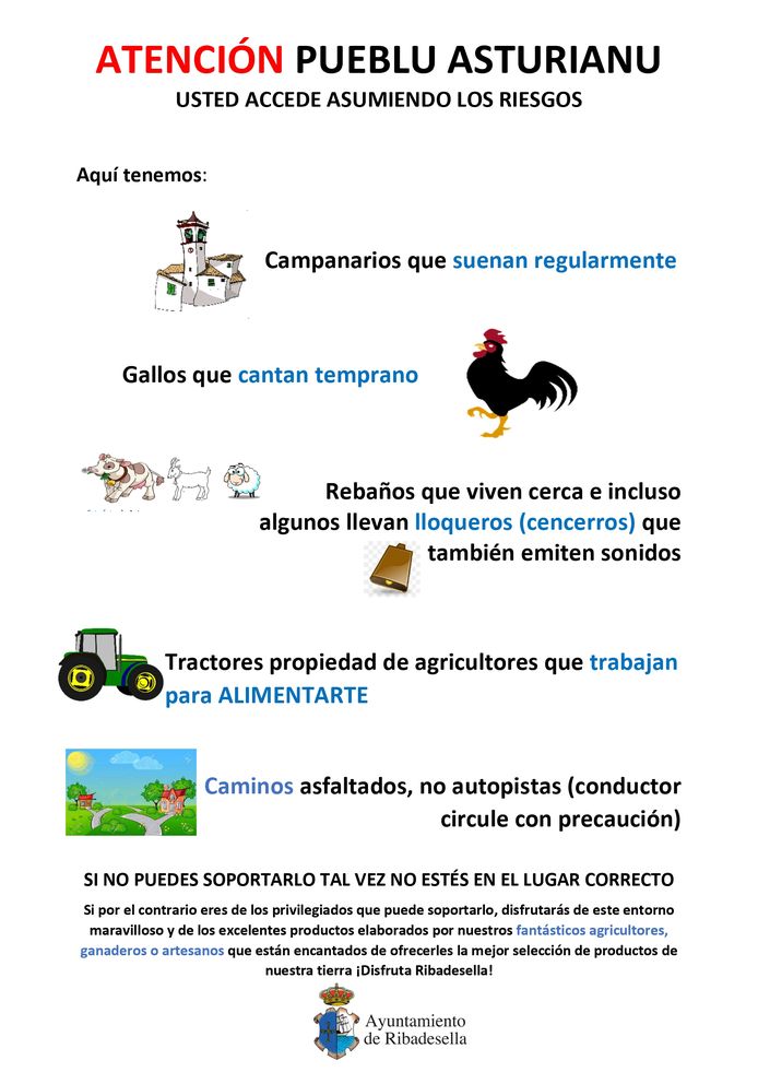 Poster distributed by the Spanish village council of Ribadesella.