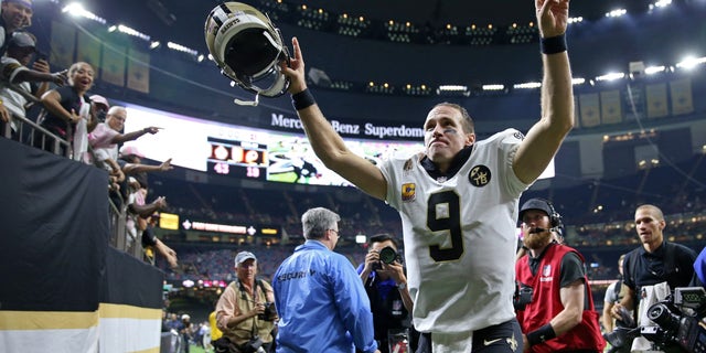 Drew Press of the New Orleans Saints runs off the field after a game against the Washington Redskins at the Mercedes-Benz Superdome.