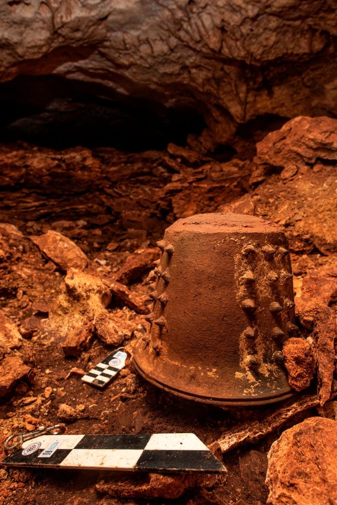 This almost completely intact clay pot was found in a cave in the area.