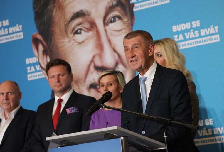 Prime Minister Andrej Babis holds a press conference after losing the parliamentary elections.  Image Getty Images