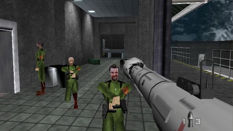 Photo from the game GoldenEye 007 in 1997. Rare photo