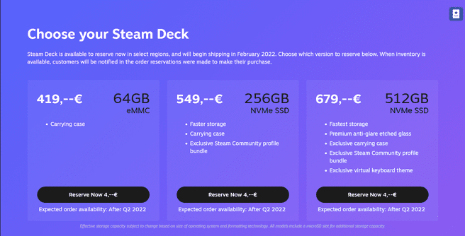 Steam Deck Reserver November 2021
