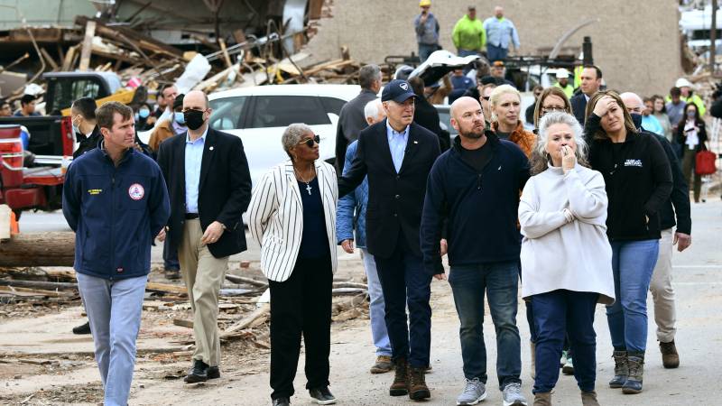 Biden visits tornado-stricken Kentucky and praises the local community