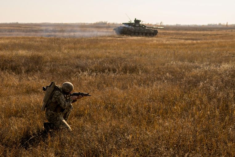 A Ukrainian soldier during a military exercise near the border with Russia-annexed Crimean region.  Image REUTERS