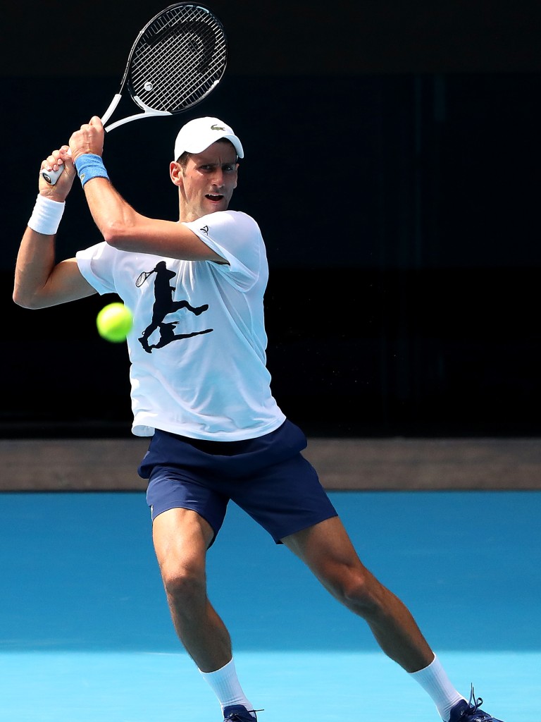 Novak Djokovic in action at the Australian Open on January 11, 2022.