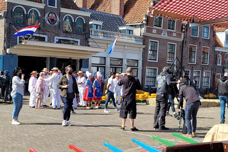 Shooting of The Bachelorette at the Cheese Market.  All Americans wore masks.