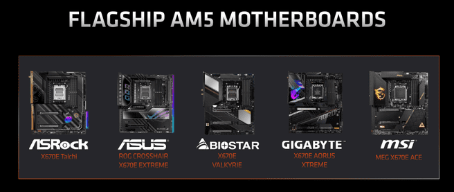 AMD X670E Motherboards ASUS Gigabyte MSI ASRock Biostar