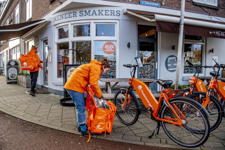 Caterers from Just Eat Takeaway's delivery service in Thuisbezorgd, Netherlands.  Image ANP