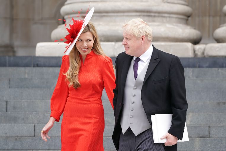 Carey and Boris Johnson after a meeting to celebrate the platinum jubilee of Britain's Queen Elizabeth.  Brunopress's photo