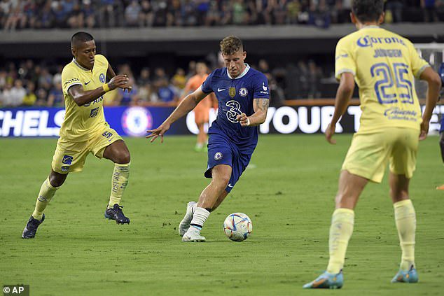 Midfielder Ross Barkley carries the ball forward as Chelsea look for more goals
