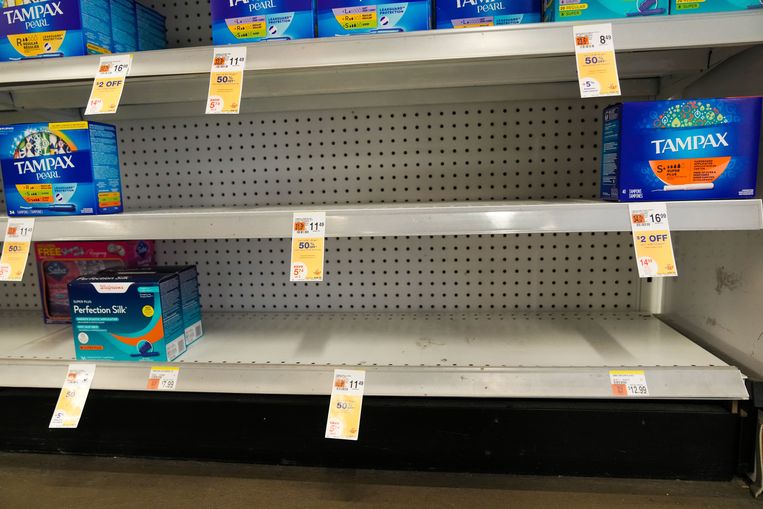 Empty tampon shelves in New York in June 2022.  Image ANP