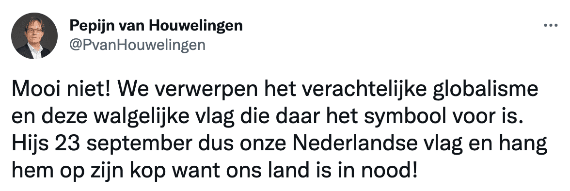 Pepijn van Houwelingen (FVD) is angry at municipalities waving the SDG flag: 