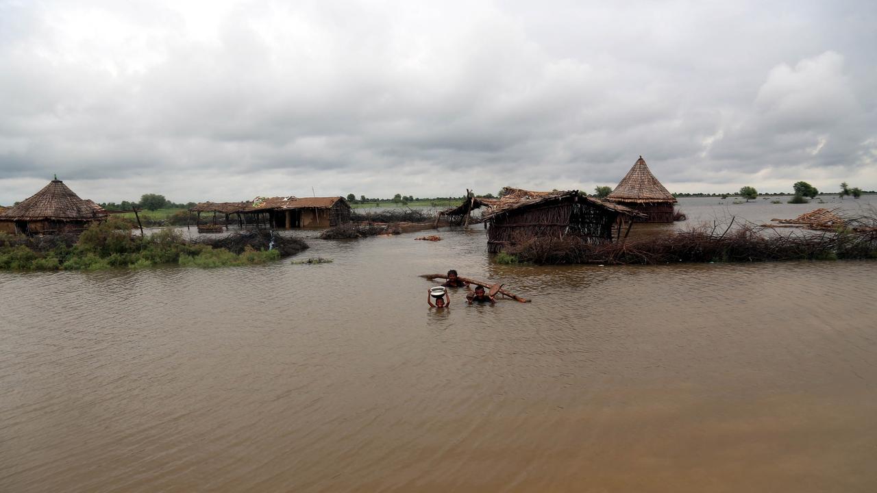 Rivers overflowed their banks due to rain.  Villages and towns were flooded.