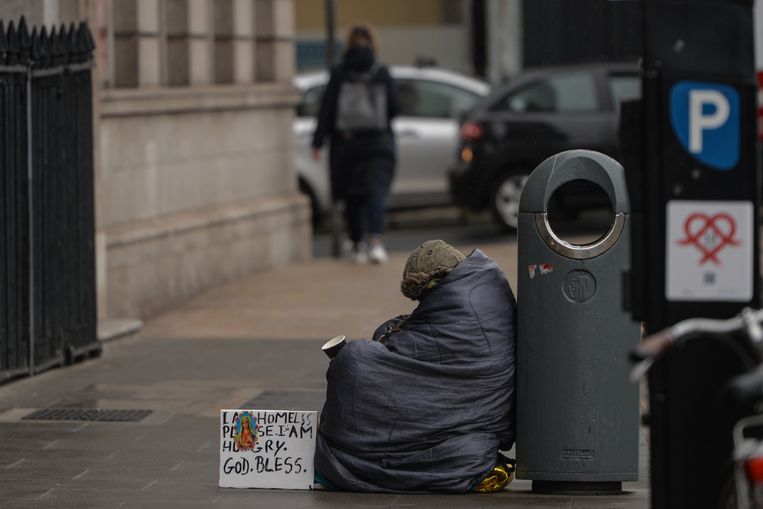 A tramp beggar in the streets of Dublin, Ireland.  Image by NurPhoto via Getty Images