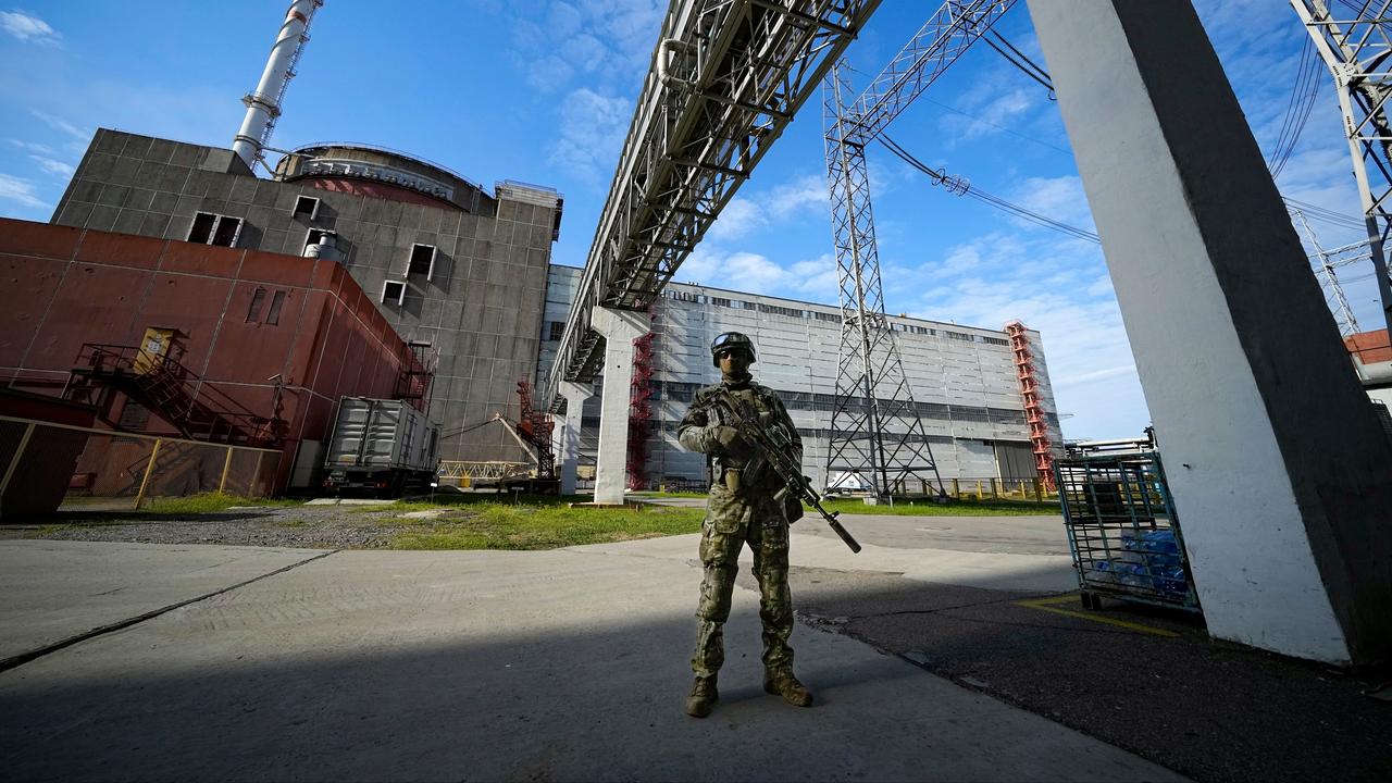 Russian soldier at the Zaporizhzhia nuclear power plant.