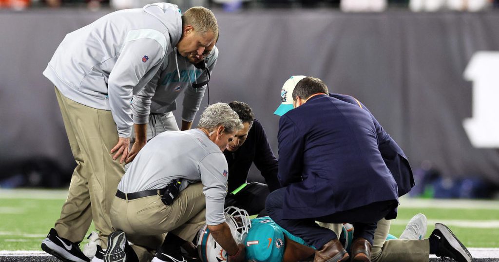 Dolphins midfielder Tua Tagovailoa has been diagnosed with a concussion, has returned to Miami after being discharged from hospital