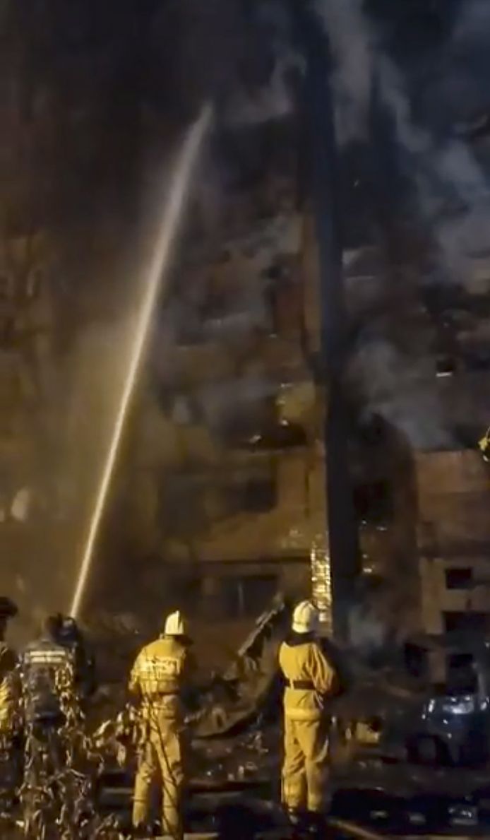 Russian firefighters extinguish the devastating fire.