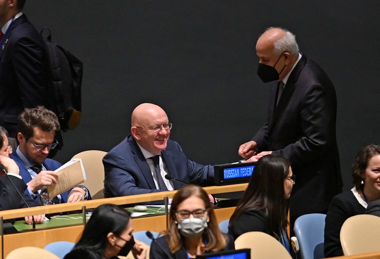 Russian Ambassador to the United Nations Vasily Nebenzia to the United Nations General Assembly.  AFP photo