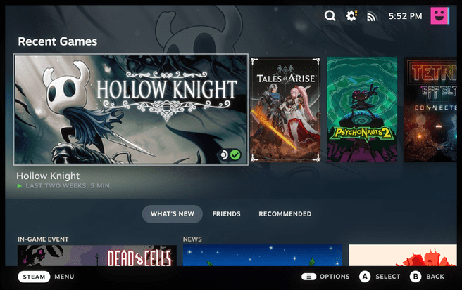 Steam Big Picture mode with SteamOS design