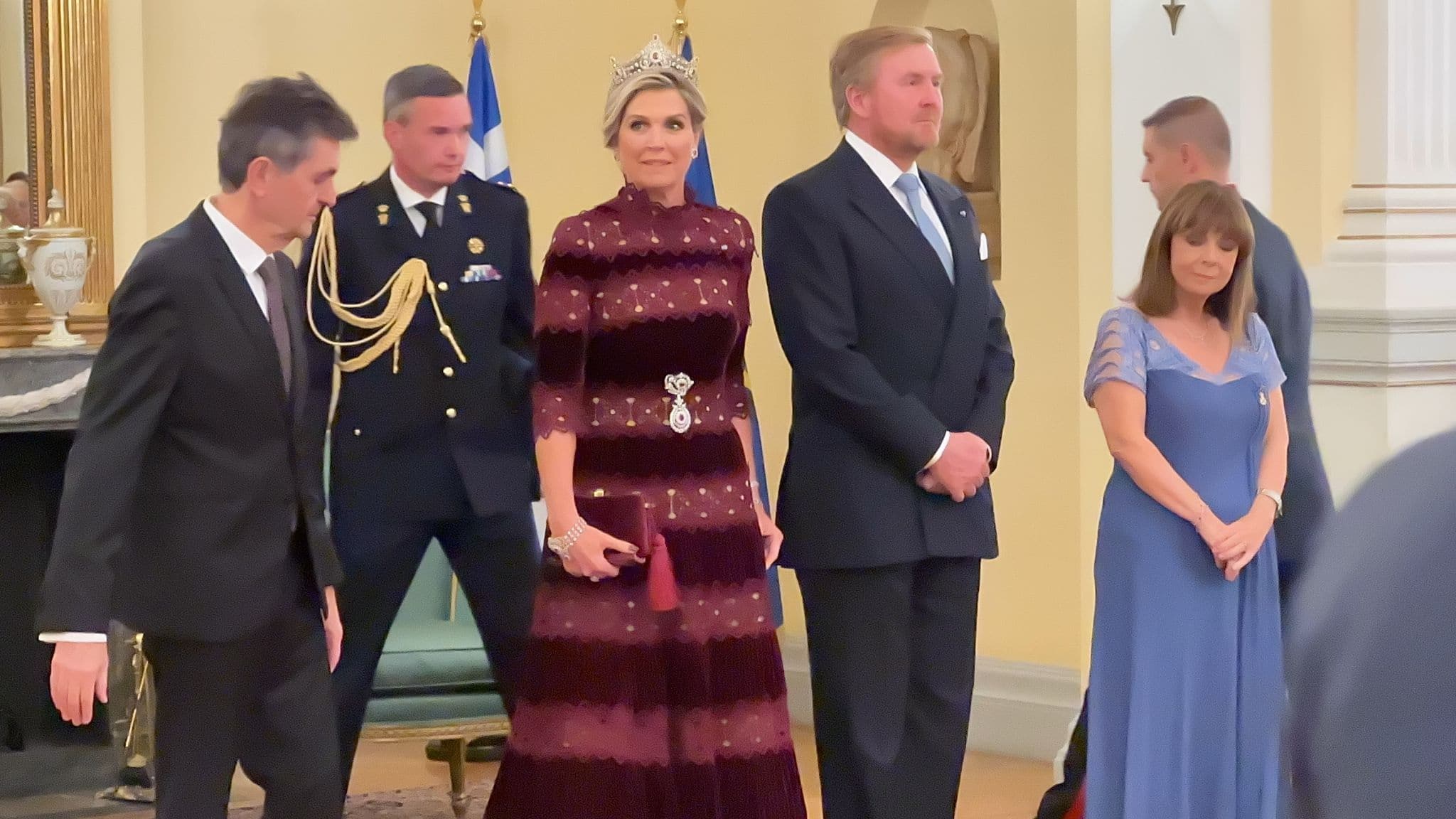 Maxima shines in a new evening dress during a Greek official banquet