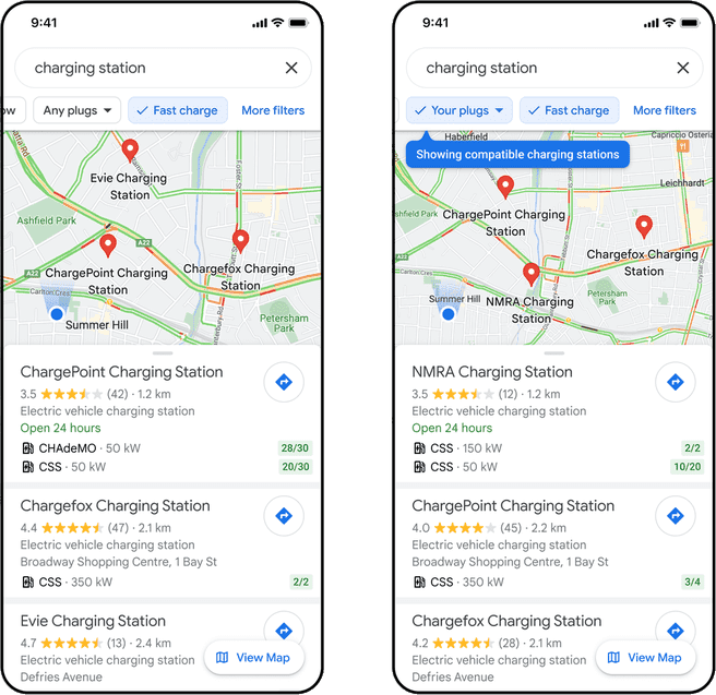 Google is adding EV charger search filters to Maps