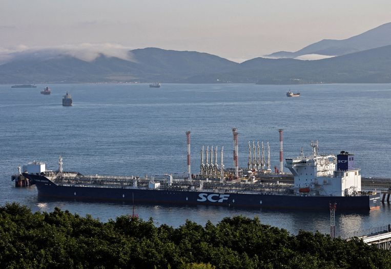 An oil tanker near an oil terminal in the port city of Nakhodka, in eastern Russia.  Reuters photo