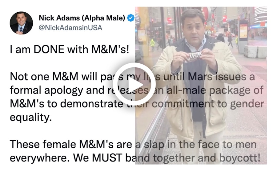 After FOX News, Nick Adams (Alpha Male) has also been working with M&Ms