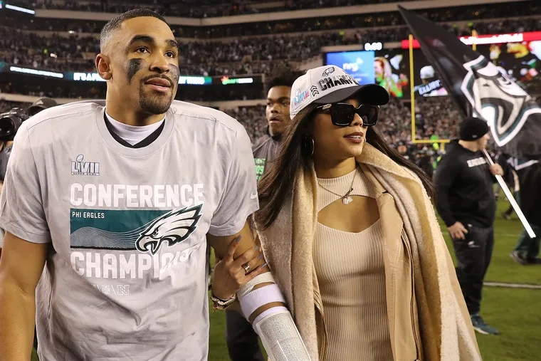 Jalen Hurts and Bryonna "Bry" Burrows stroll across the field together after the Eagles won the NFC Championship game. Everyone who is in love with Hurts was interested by this development.