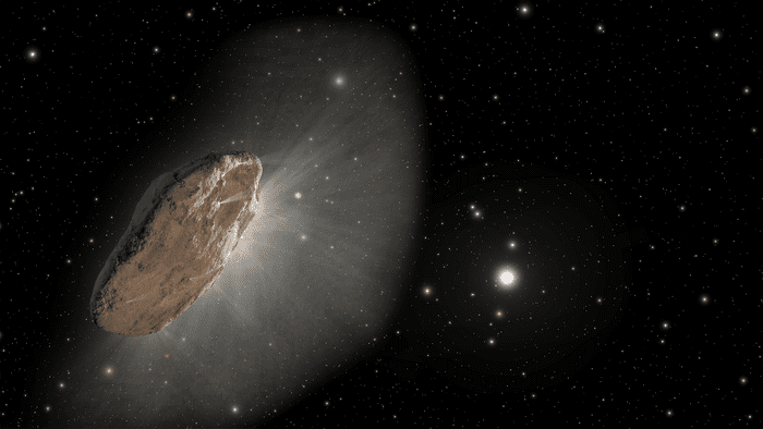 Artist's concept of a pie-shaped comet 
