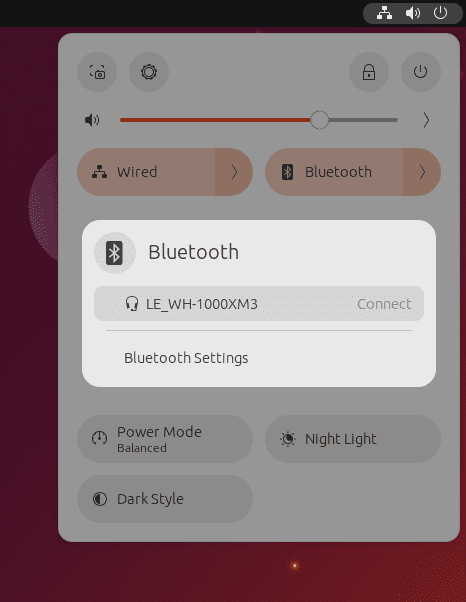 Ubuntu 23.04 quick settings