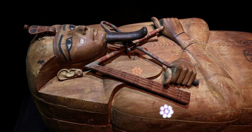 The coffin of Pharaoh Ramesses II temporarily in Paris |  outside