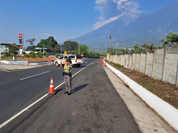 Closed road in Alotenango at the foot of Fuego volcano.