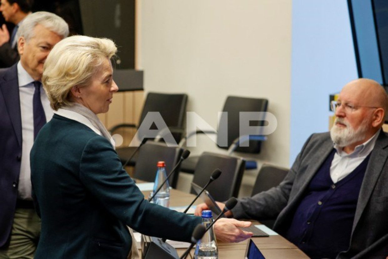 Commission President Ursula von der Leyen with Frans Timmermans in Strasbourg.  ANP image