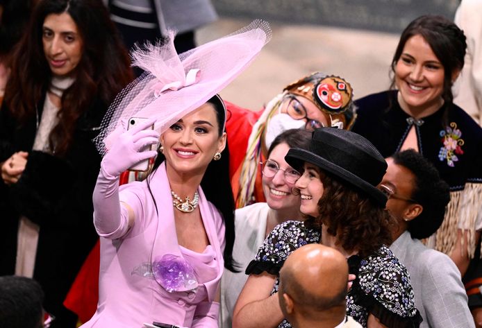 Katy Perry at Westminster Abbey for Charles' coronation.