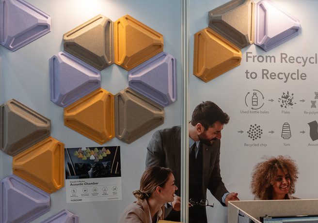 Viround acoustic panels are made from recycled PET