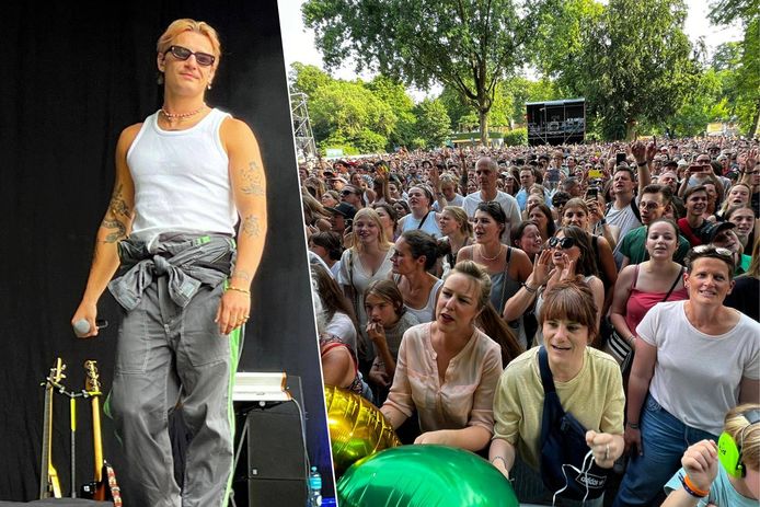 Goldband during their performance at the Cactus Festival in Bruges.  / Many Goldband fans at the Cactus Festival in Bruges