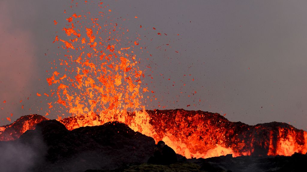 A volcano erupted in Iceland, spewing lava hundreds of meters across