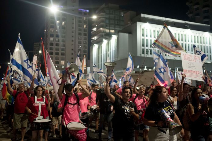 Demonstrations in Israel against a bill to reform the legal system of the new government of Prime Minister Benjamin Netanyahu (Thursday, July 13, 2023)