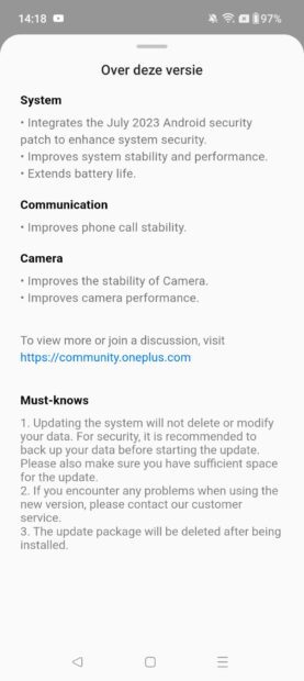 OnePlus Nord 3 update