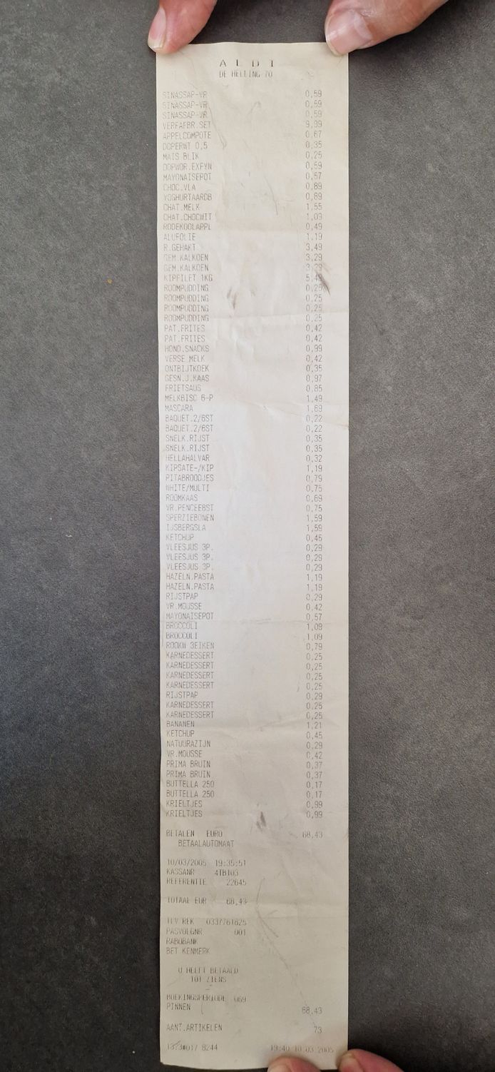 Aldi receipt from 2005.