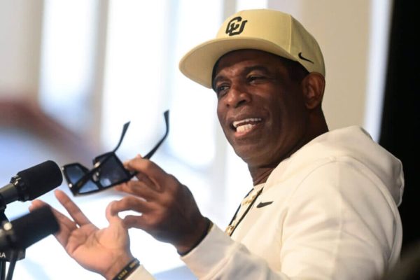 Deion Sanders presents sunglasses to the team after criticism from Colorado State’s Jay Norvell