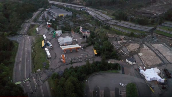 Three people were injured as a result of a large landslide on a highway near the Swedish city of Gothenburg  outside