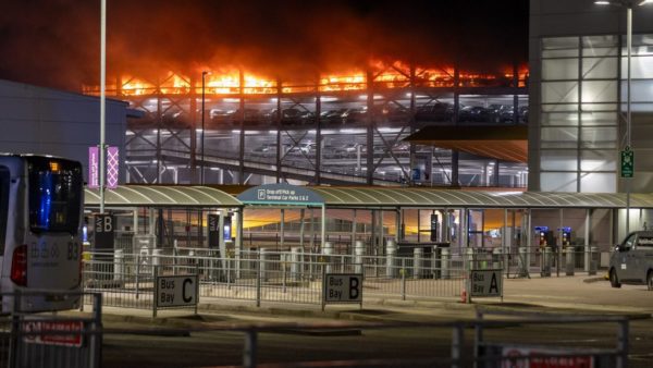 All flights have been suspended at Luton Airport due to the fire