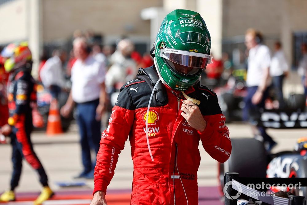 Charles Leclerc, Scuderia Ferrari, at Parc Ferme after the race