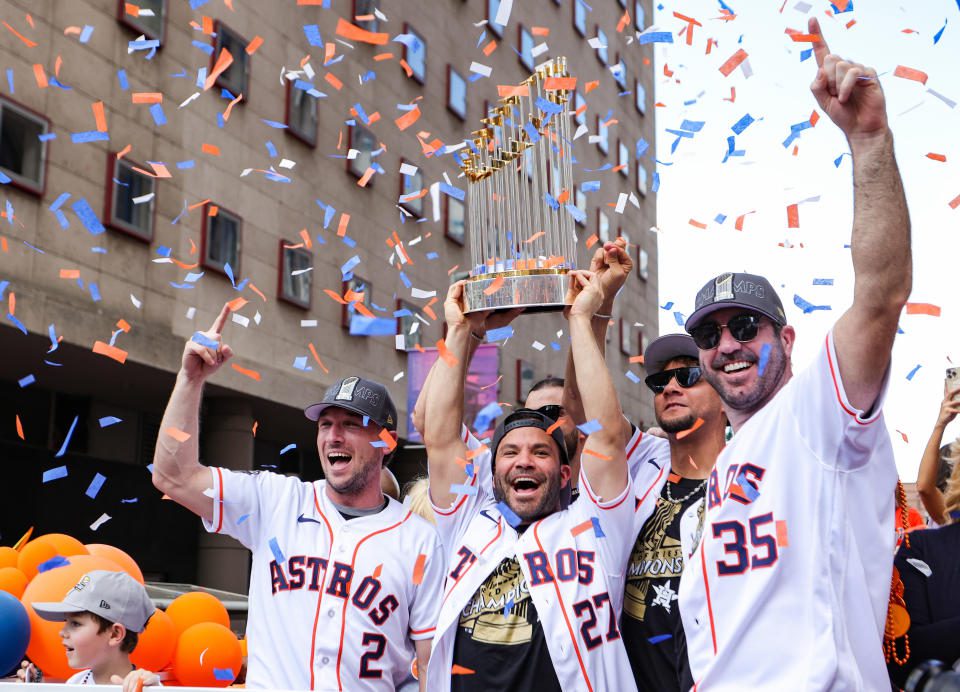 The Astros begin their defense of the World Series on Saturday.  (Photo by Carmen Mandato/Getty Images)