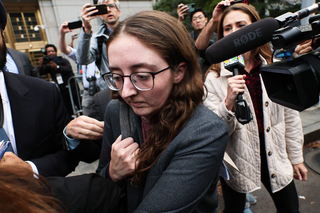 Caroline Ellison after her testimony in court in Manhattan.  Image by Getty Images