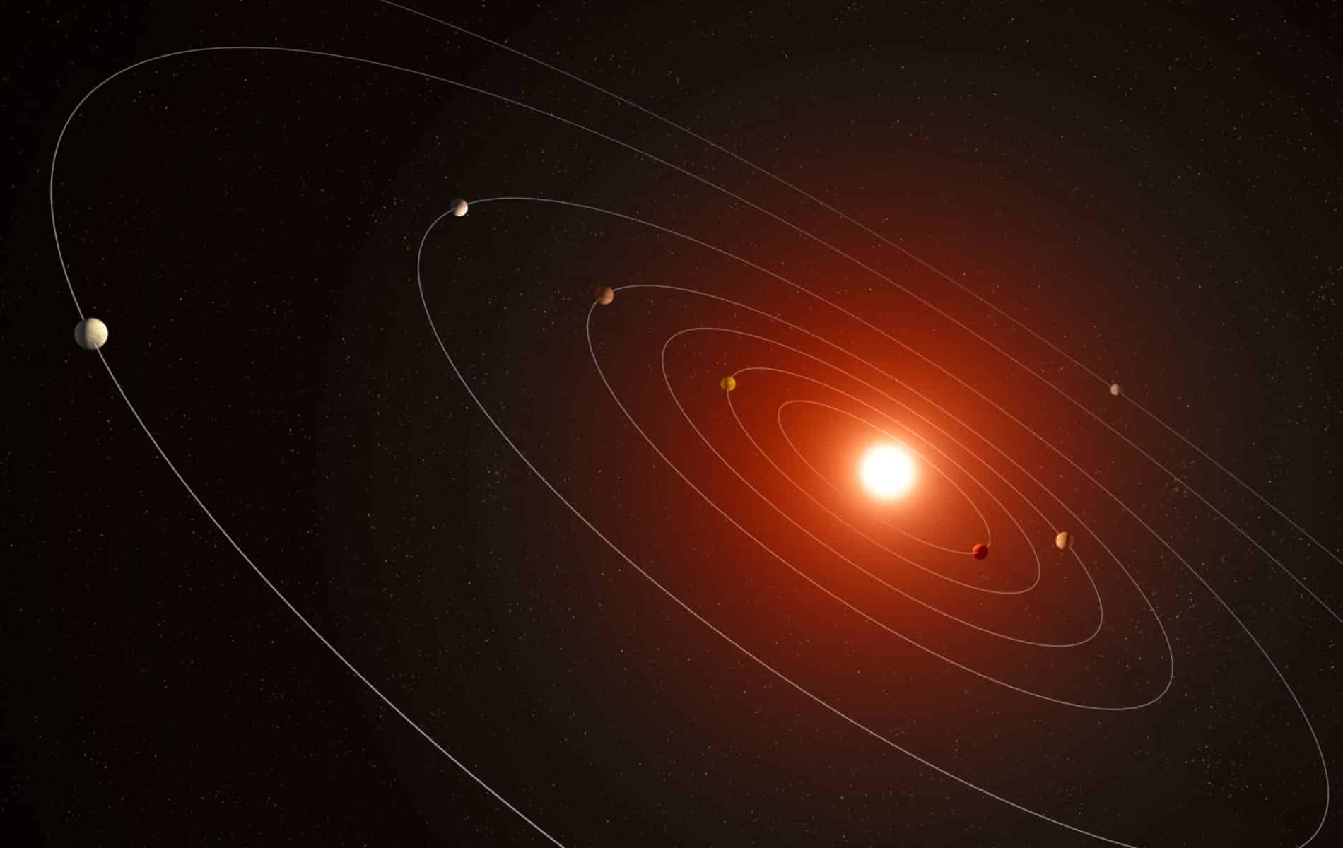 A star with seven red hot planets has been discovered in data from a retired space telescope