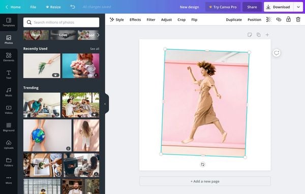 Image editing on Canva