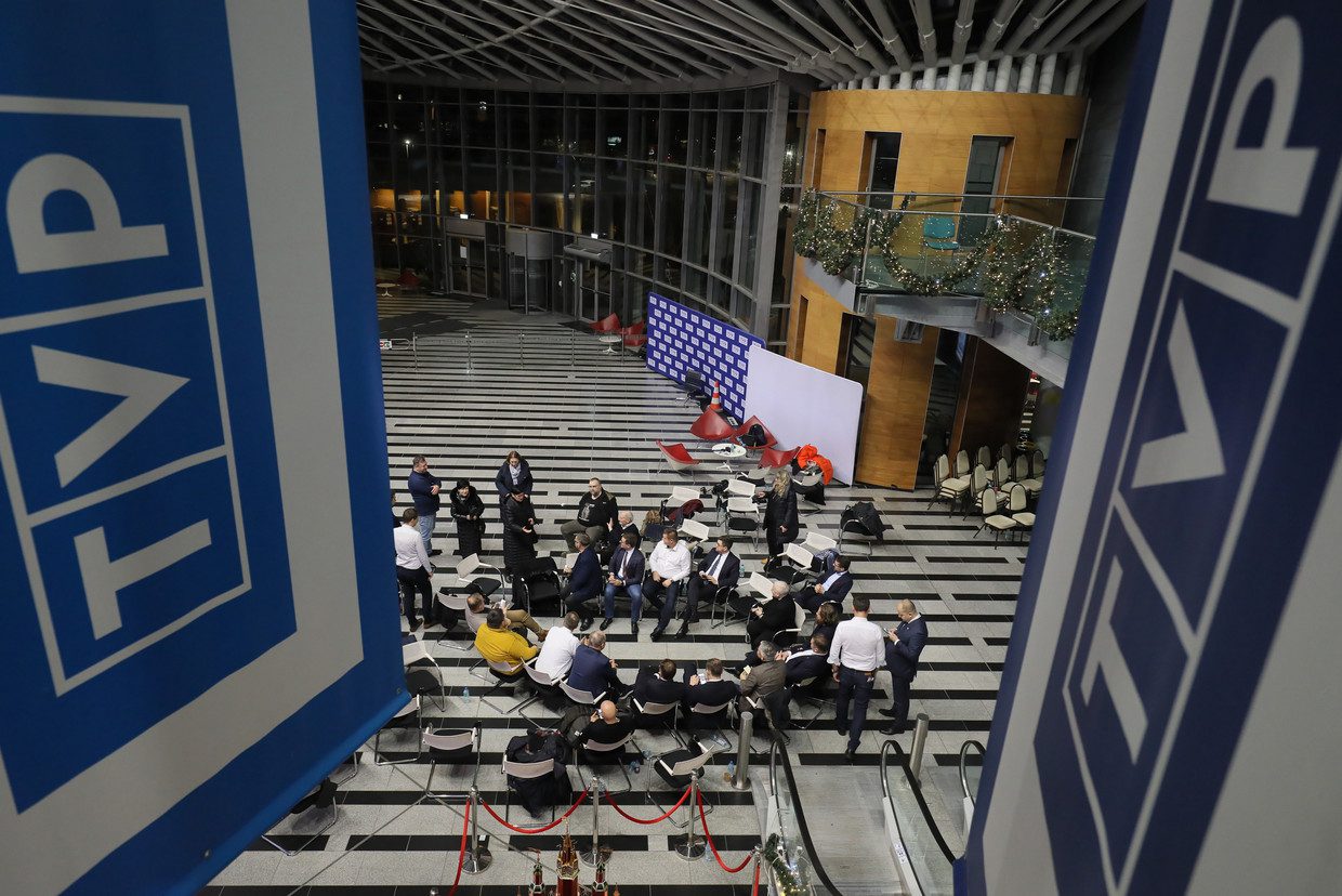 PiS politicians spent the night at the headquarters of public broadcaster TVP in protest.  ANP/EPA photo